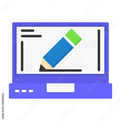Edit Laptop Interface Flat Icon