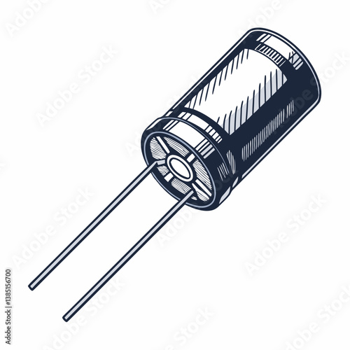Create a bold, vector illustration of a capacitor with clearly labeled terminals (1).  Include a thick, easily discernible outline.