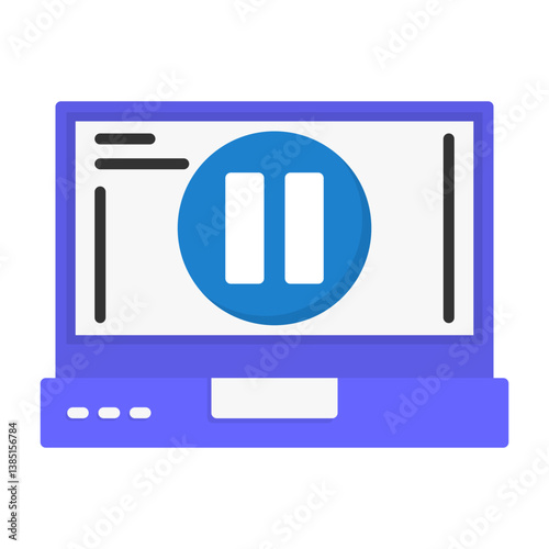 Pause Laptop Interface Flat Icon