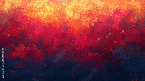 Vivid sunset over abstract landscape digital art dramatic colors serene environment artistic perspective