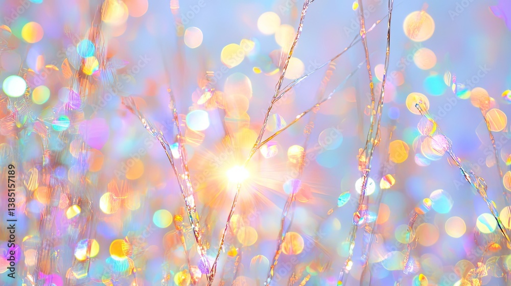 Naklejka premium Holographic rainbow foil abstract art nature scene colorful texture uplifting environment close-up view