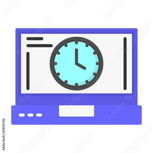 Clock Laptop Interface Flat Icon