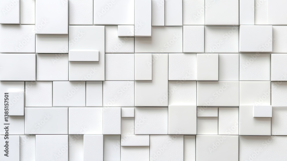 Obraz premium Close-up of modern white mosaic tile wall texture artistic inspiration for interior design