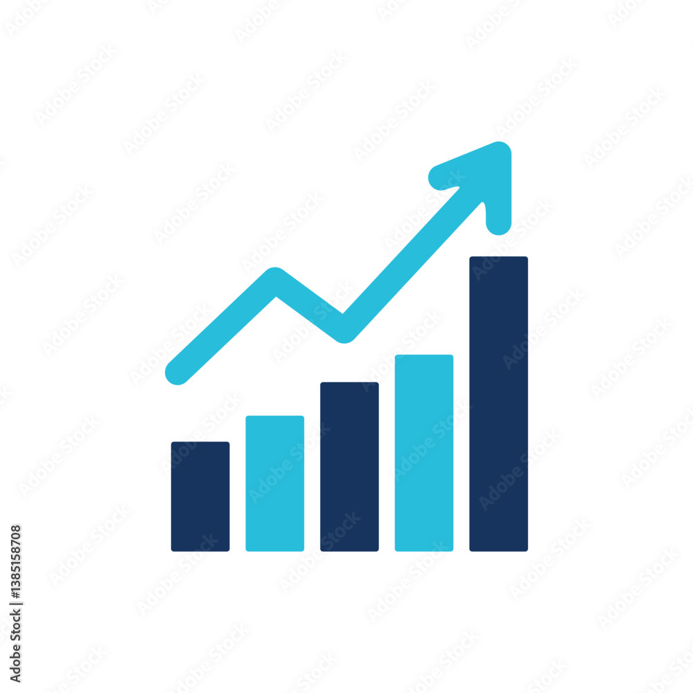 Bar Chart and Line Graph Illustration in Shades of Blue Representing Business Growth, Data Analysis, and Positive Trends for Professional and Creative Uses Bar Chart and Line Graph Illustration in Shades of Blue Representing Business Growth, Data Analysis, and Positive Trends for Professional and Creative Uses