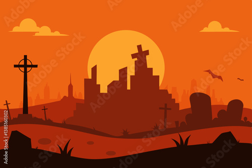 sunset in the city