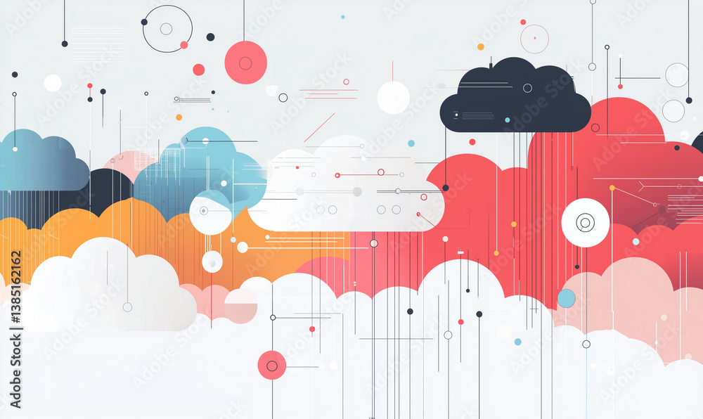 Dynamic cloud computing visualization abstract digital art modern aesthetic colorful environment inspirational concept