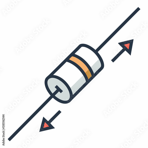 Create a bold, vector illustration of a diode with clearly indicated current direction, showcasing its anode and cathode.  Use a clean, professional style.