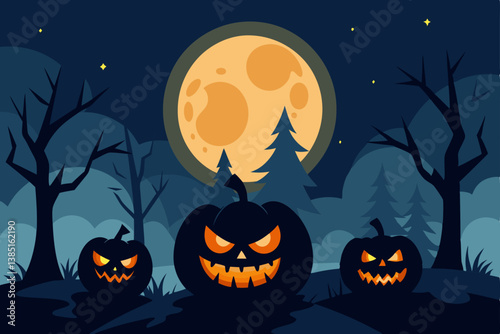 halloween background with pumpkin and bats