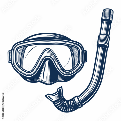 Create a bold, vector illustration of a diving snorkel with a thick, black stroke.  High detail, clean lines.
