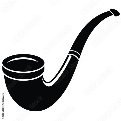 Isolated Vintage Silhouette Smoking Pipe Art