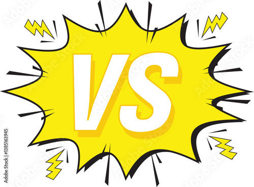 Comic vs fighting duel. Yellow Vs against versus isolated pop art background