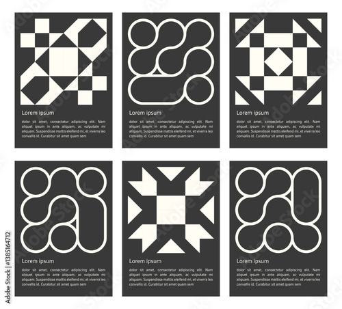 poster with black liquid connected circle dots and mosaic. metaballs pattern on white. abstract geometric shapes background collection Point movement flat icon	