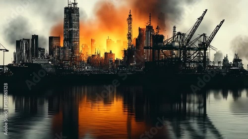 Burning Cityscape: A Digital Painting of Urban Inferno