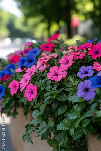 Wallpaper Mural Colorful flower planters city street Torontodigital.ca