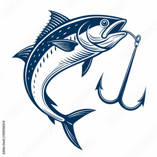 Create a bold, vector illustration of a gaff hook, emphasizing thick strokes and sharp details, suitable for a large-scale print.