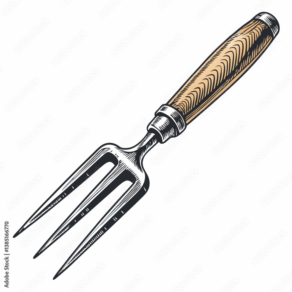 Obraz premium Create a bold vector illustration of a garden fork with strong, thick strokes. Ensure high resolution for print.