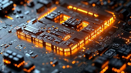 Glowing Circuit Board: A Close-Up of Technological Marvel