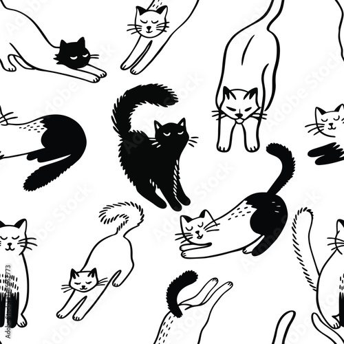 Minimalist Cat Line Art Pattern
