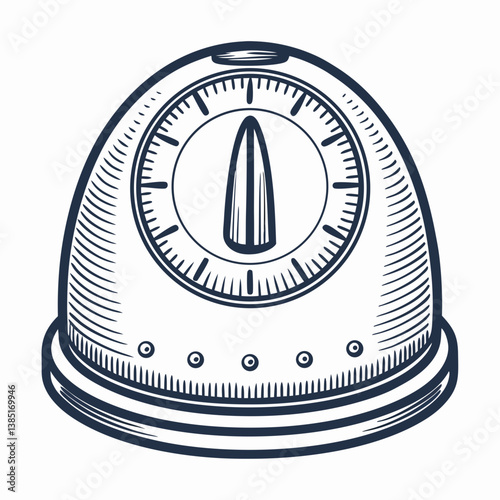 Create a bold, vector illustration of a classic kitchen timer with a thick stroke, suitable for digital use.  Include clear details and sharp lines.