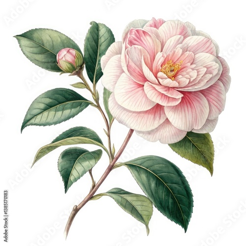 pink rose on white background