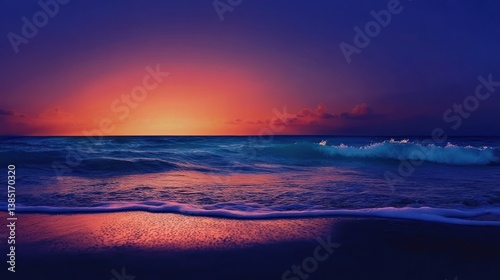 Vibrant sunset over ocean beach