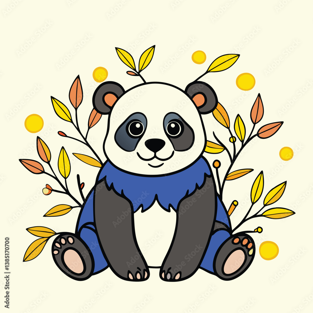 Obraz premium Cute Cartoon Panda Vector Set – Kawaii Baby Panda, Black and White Mascot, Chibi Animal Character for Stickers, Kids Books, Logos & Coloring Pages.