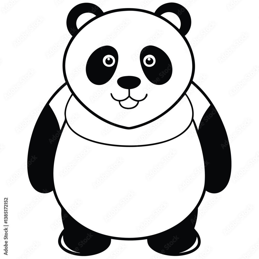 Fototapeta premium Cute Cartoon Panda Vector Set – Kawaii Baby Panda, Black and White Mascot, Chibi Animal Character for Stickers, Kids Books, Logos & Coloring Pages.