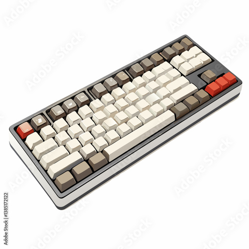 Create a bold, vector illustration of a mechanical keyboard, emphasizing thick outlines and strong contrast.  Show individual keys clearly.