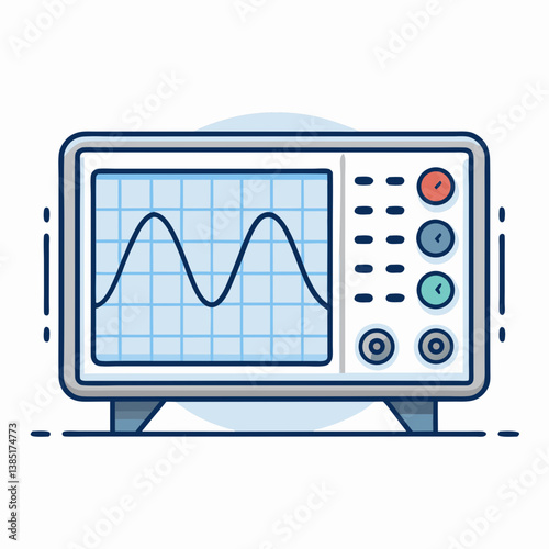 Create a bold, vector illustration of a stylized oscilloscope screen displaying a vibrant waveform.  Focus on thick, impactful lines.