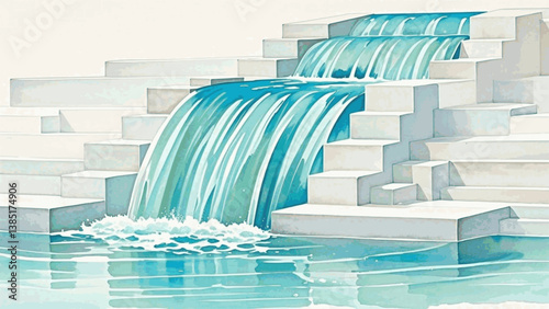 Emerald rapids blend waterfall isolated watercolor vector illustration svg  