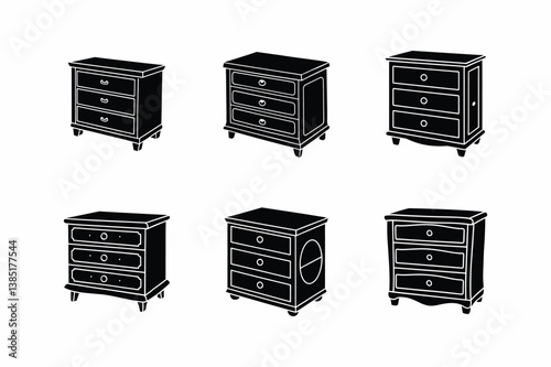 chest of drawers silhouette vector illustration