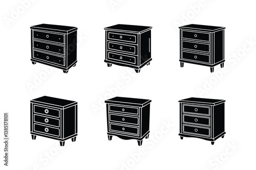 chest of drawers icon silhouette vector illustration