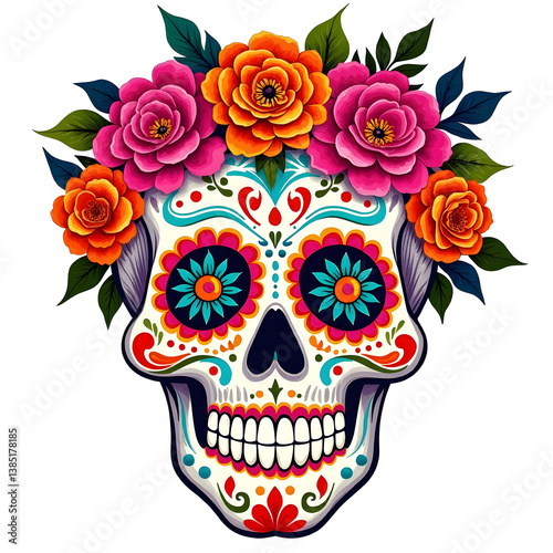 skull with flowers