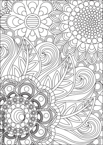 Flower zentangle patterns coloring page for adult vector