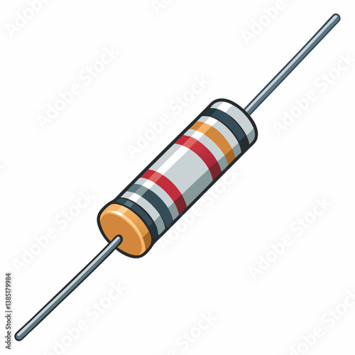 Create a vector illustration of a bold, colored resistor with thick, clearly defined strokes.  Include various color options.