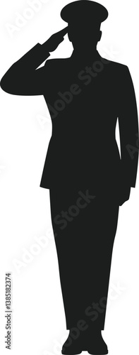 Male Soldier Saluting Silhouette Vector Illustration