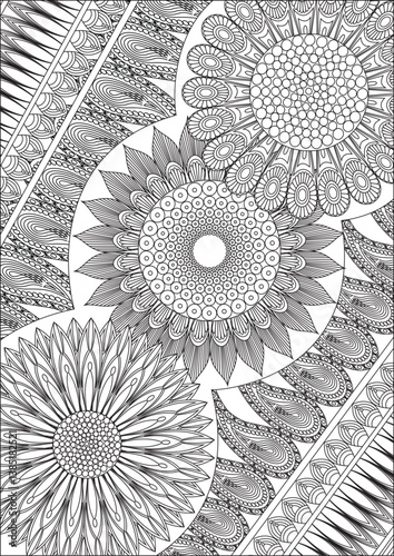 Mandala abstract adult coloring page vector