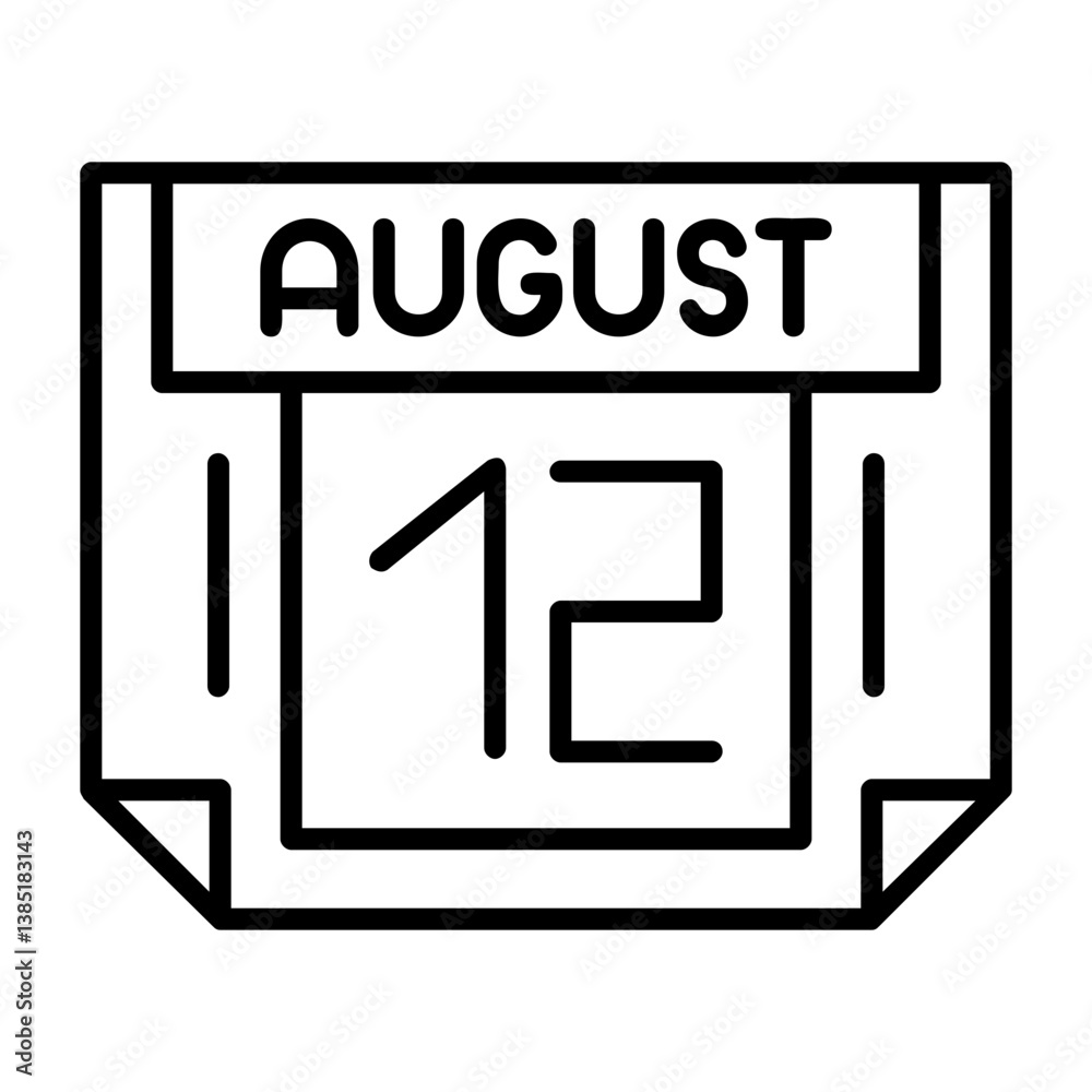 12 August Outline Style Icon 12 August Outline Style Icon