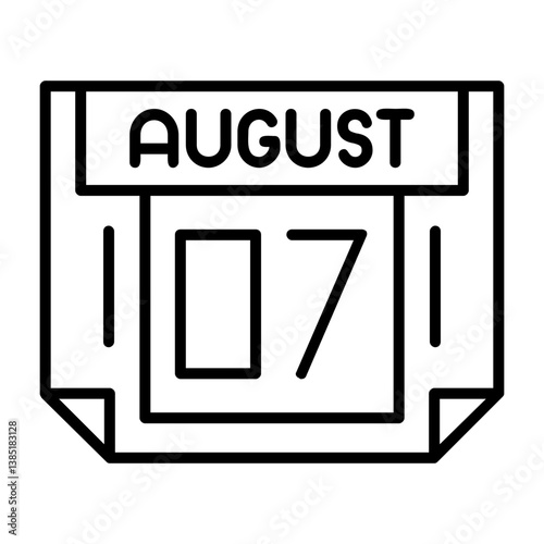 7 August Outline Style Icon