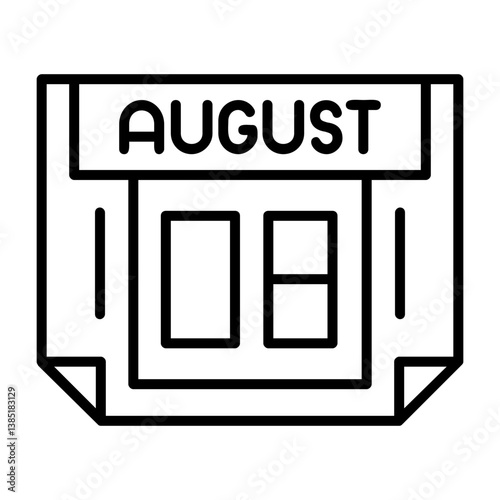 8 August Outline Style Icon