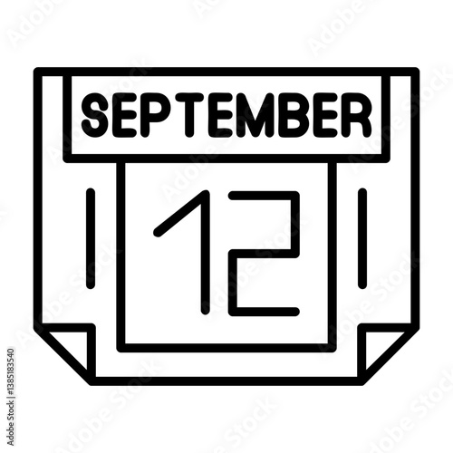 12  September Outline Style Icon