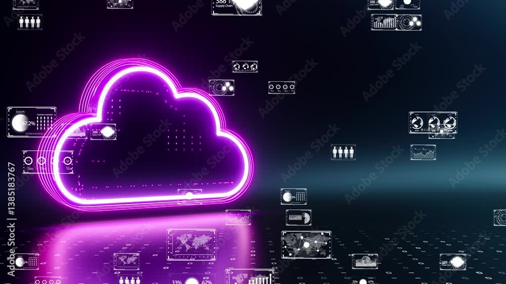 smart data storage cloud in a futuristic interface setting