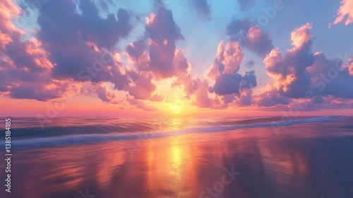 sunset on beautiful beach landscape 