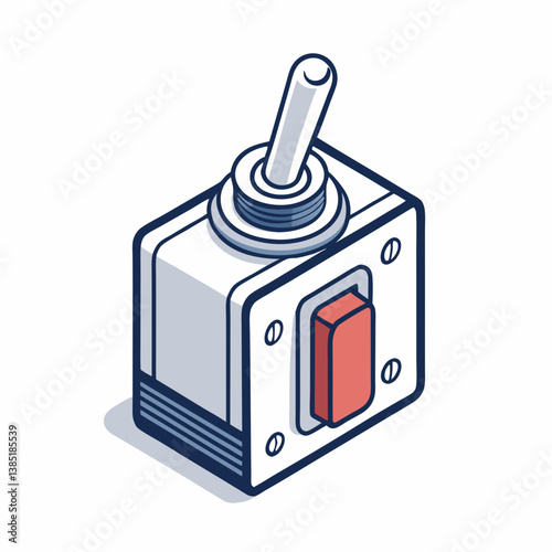 Design a bold, vector illustration of a toggle switch in the 'on' position.  Include clearly defined lines and sharp edges.