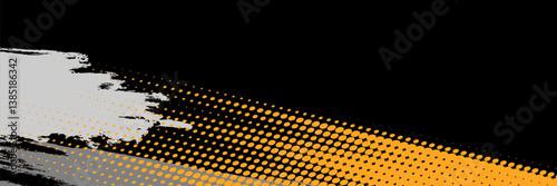 Abstract halftone wave orange dots background. Futuristic twisted grunge pattern, dots, circles. Vector modern optical pop art texture for posters, business cards and etc
