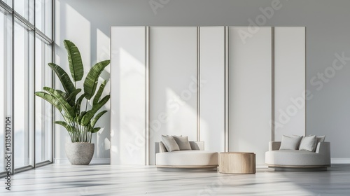 Minimalist room dividers isolated on white background photo