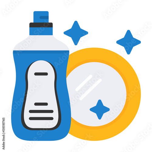 Dish washing Flat Style Icon 