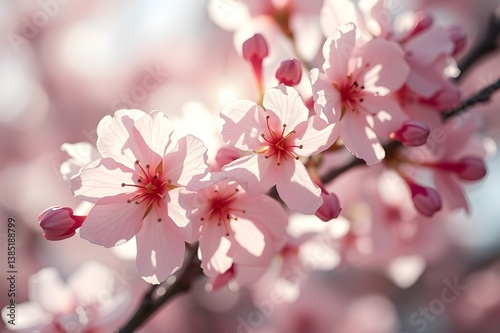 Pink color Cherry blossom background.	