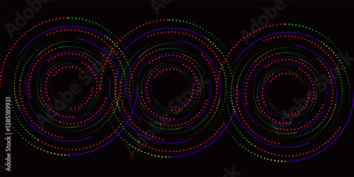 abstract background with glowing circles. Swirl circular lines pattern. Geometric spiral. Twirl element. Modern graphic design. Futuristic technology concept. Vector illustration