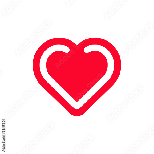 Heart symbol in modern style with bold red colors  